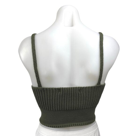 Zara Green Crochet Knit Sleeveless Lace Up Tie Camisole Cami Crop Top Size M - Picture 2 of 5